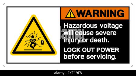 Avertissement une tension dangereuse peut provoquer des blessures graves ou mortelles symbole, illustration vectorielle, étiquette d'isolation sur fond blanc. EPS10 Banque D'Images