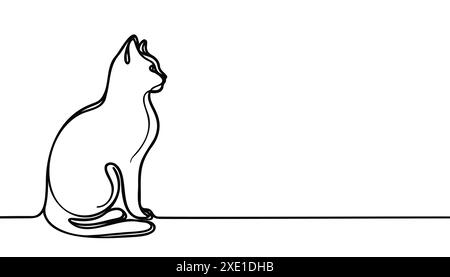 Illustration vectorielle de chat mignon continue d'un dessin de ligne Illustration de Vecteur