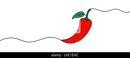 Dessin continu d'une ligne de piment rouge Illustration de Vecteur