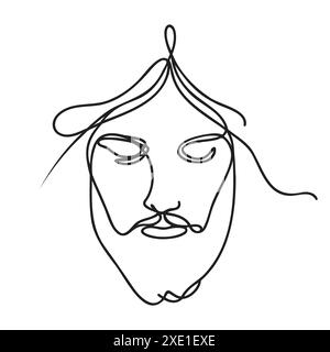 Jésus-Christ dessin continu d'une ligne. Illustration vectorielle. Illustration de Vecteur