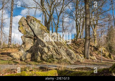 Géographie / voyage, Allemagne, Hesse, formation rocheuse Elisabethenstein sur le chemin Elisabeth, ADDITIONAL-RIGHTS-LEARANCE-INFO-NOT-AVAILABLE Banque D'Images