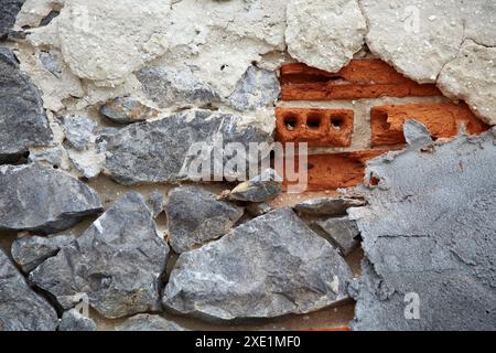 La pierre, la brique et le mur de ciment Banque D'Images