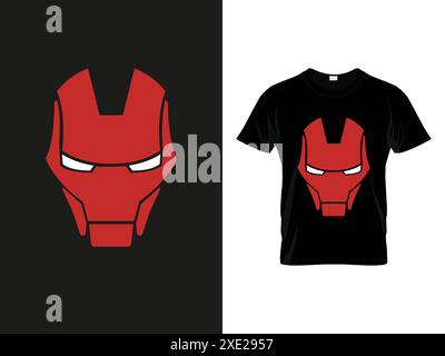 Red robot Mask Design sur T-shirt noir - illustration vectorielle Illustration de Vecteur
