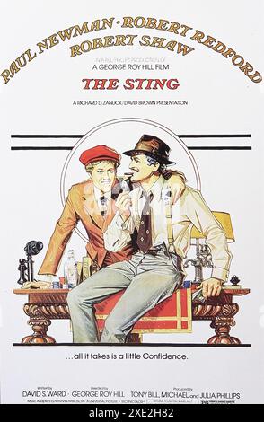 Viersen, Allemagne - 9 mai. 2024 : original officiel The Sting Caper comédie détail de l'affiche avec Robert Redford et Paul 'Newman de 1973 Banque D'Images