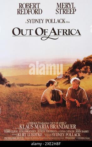 Viersen, Allemagne - 9 mai. 2024 : original officiel hors d'Afrique Siney Pollack détail de l'affiche du film avec Meryl Streep et Robert Redford de 1985 (Focus Banque D'Images