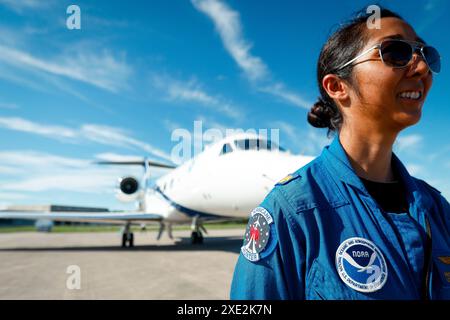 Cap Canaveral, États-Unis . 25 juin 2024. Une vue du logo de la National Oceanic and Atmospheric Administration (NOAA) au Kennedy Space Center de la NASA à Cape Canaveral, Floride, le 25 juin 2024. (Photo de Edgardo J. Medina Millán/Sipa USA) crédit : Sipa USA/Alamy Live News Banque D'Images