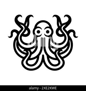 Icône Hydra ou symbole de ligne moderne. Dessin au trait vectoriel et conception d'icône avec contour audacieux. Noir et blanc Pixel Perfect symbole minimaliste blanc isolé Illustration de Vecteur