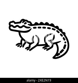 Icône d'alligator ou symbole de ligne moderne. Dessin au trait vectoriel et conception d'icône avec contour audacieux. Noir et blanc Pixel Perfect symbole minimaliste isolé wh Illustration de Vecteur