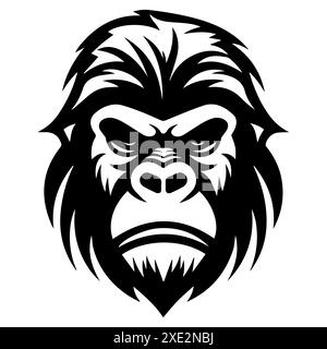 Icône gorille ou symbole de ligne moderne. Dessin au trait vectoriel et conception d'icône avec contour audacieux. Noir et blanc Pixel Perfect symbole minimaliste isolé whit Illustration de Vecteur