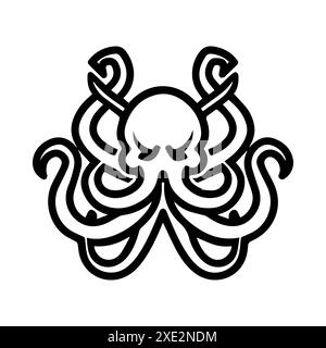 Icône Hydra ou symbole de ligne moderne. Dessin au trait vectoriel et conception d'icône avec contour audacieux. Noir et blanc Pixel Perfect symbole minimaliste blanc isolé Illustration de Vecteur