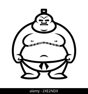 Icône sumo ou symbole de ligne moderne. Dessin au trait vectoriel et conception d'icône avec contour audacieux. Noir et blanc Pixel Perfect symbole minimaliste isolé blanc b Illustration de Vecteur