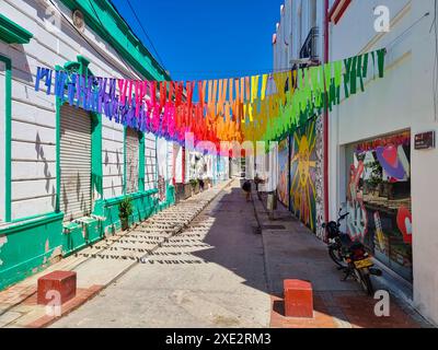 Colombie, Santa Marta, rue Santo Domingo Banque D'Images