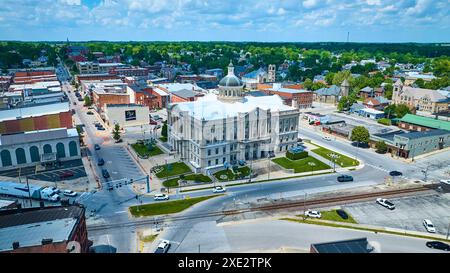 Vue aérienne du palais de justice de Huntington et du centre-ville Banque D'Images