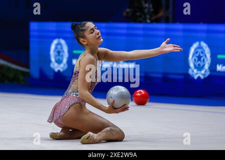 Sofia Raffaeli (ITA) vue lors de la finale de la Coupe du monde de gymnastique rythmique FIG 2024 au Forum Unipol. Banque D'Images