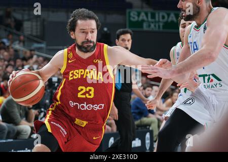 Sergio Llull d'Espagne lors du match international de basket-ball joué entre l'Espagne et l'Italie au pavillon du Wizink Center le 25 juin 2024 à Madri Banque D'Images