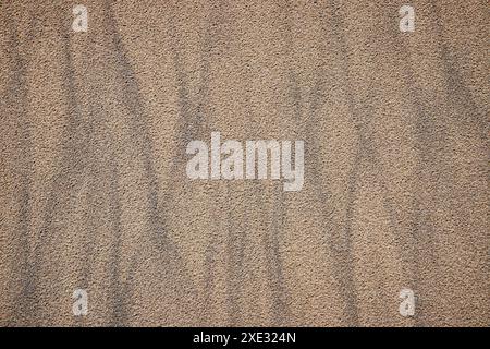 Gros plan sur la texture sable doré avec ondulations naturelles Banque D'Images
