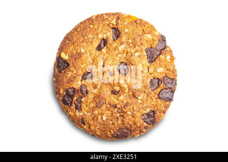 Vue de dessus délicieux biscuits croquants d'avoine maison avec pépites de chocolat. Banque D'Images