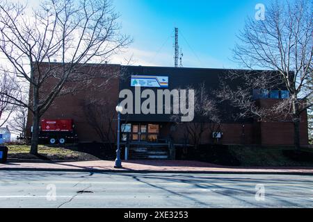 Édifice de la GRC sur la rue main au centre-ville de Moncton, Nouveau-Brunswick, Canada Banque D'Images