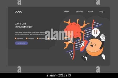 Concept révolutionnaire de traitement du cancer. Immunothérapie à cellules CAR-T révolutionnant l'oncologie avec destruction ciblée des cellules cancéreuses. Illustration vectorielle plate. Illustration de Vecteur