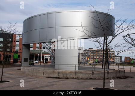 Scène au parc Rotary sur la rue main au centre-ville de Moncton, Nouveau-Brunswick, Canada Banque D'Images