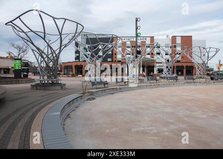 Sculptures au parc Rotary sur la rue main au centre-ville de Moncton, Nouveau-Brunswick, Canada Banque D'Images