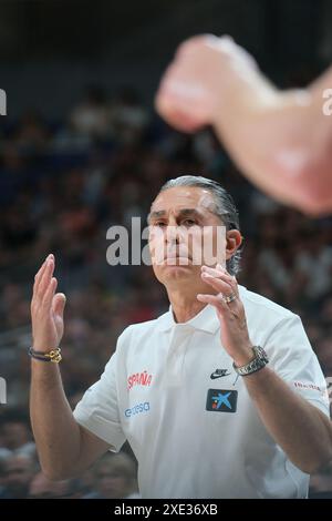 Madrid, Espagne. 25 juin 2024. Sergio Scariolo d'Espagne lors du match international de basket joué entre l'Espagne et l'Italie au pavillon du Wizink Center le 25 juin 2024 à Madrid Espagne (photo par Oscar Gonzalez/Sipa USA) crédit : Sipa USA/Alamy Live News Banque D'Images