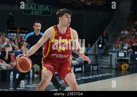 Madrid, Espagne. 25 juin 2024. Juan Núñez d'Espagne lors du match international de basket joué entre l'Espagne et l'Italie au pavillon du Wizink Center le 25 juin 2024 à Madrid Espagne (photo par Oscar Gonzalez/Sipa USA) crédit : Sipa USA/Alamy Live News Banque D'Images