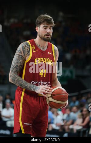 Madrid, Espagne. 25 juin 2024. Juancho Hernangomez d'Espagne lors du match international de basket joué entre l'Espagne et l'Italie au pavillon du Wizink Center le 25 juin 2024 à Madrid Espagne (photo par Oscar Gonzalez/Sipa USA) crédit : Sipa USA/Alamy Live News Banque D'Images