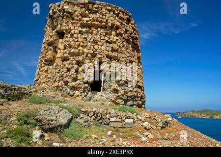 Torre de es Coloma.Cala Tamarells.Parc naturel de s' Albufera des Grau.Menorca.Reserva de la Bioesfera.Illes Balears.España Banque D'Images