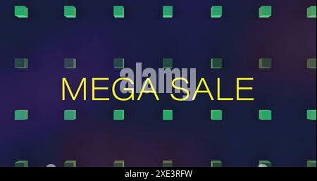 Image de méga-texte de vente sur des cubes sur fond noir Banque D'Images