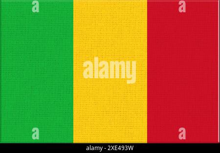 Drapeau du Mali. Drapeau Mali sur la surface du tissu. Texture du tissu. Symbole national. République du Mali. Afrique Banque D'Images