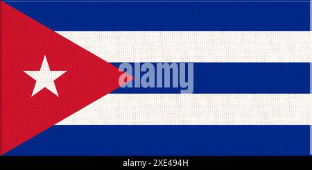 Drapeau de la République de Cuba. Drapeau de Cuba sur la surface du tissu. Texture du tissu. République de Cuba. Island coun Banque D'Images