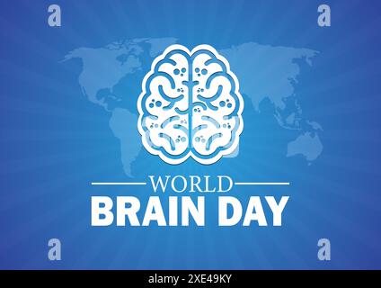 Fond d'écran Journée mondiale du cerveau avec des formes et typographie, bannière, carte, affiche, modèle. Journée mondiale du cerveau, contexte Illustration de Vecteur