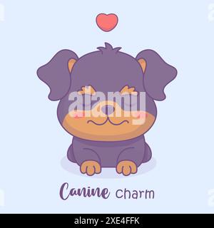 Chien drôle. Rottweiler endormi chiot kawaii animal de bande dessinée. Illustration vectorielle. Collection enfants Illustration de Vecteur