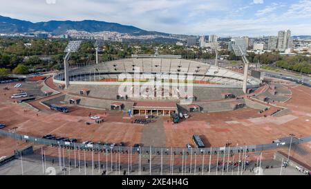 Estadio OlÃ­mpico Universitario : joyau sportif de Mexico, hôte des Jeux olympiques d'été de 1968, debout avec une capacité de 72 000 Banque D'Images