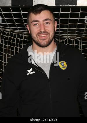 Jannik Kohlbacher (RNL) Handball Bundesliga saison 2023-24 au SC Magdeburg le 12/16/2023 Banque D'Images