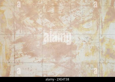Fond grunge d'un vieux carreaux de vinyle avec des restes d'adhésif Banque D'Images
