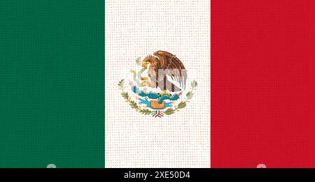 Drapeau du Mexique. Drapeau mexicain sur la surface du tissu. Texture du tissu. République du Mexique. Ressortissant mexicain Banque D'Images