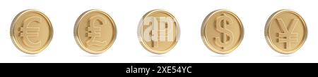 Monnaies Golden coins signes 3D. Banque D'Images