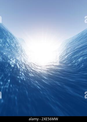 Grandes vagues ondulantes et lumière du soleil Banque D'Images