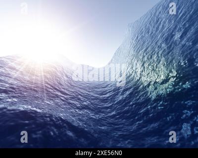 Grandes vagues ondulantes et lumière du soleil Banque D'Images