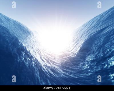 Grandes vagues ondulantes et lumière du soleil Banque D'Images