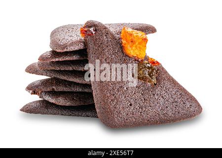 Pile de délicieux craquelins secs au brownie aux fruits mélangés. Banque D'Images