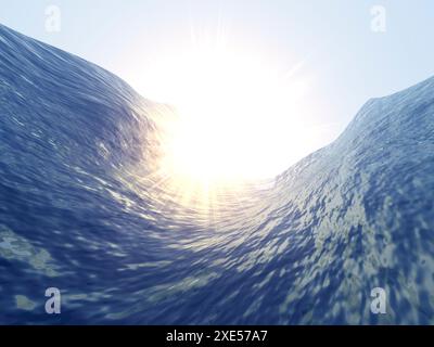 Grandes vagues ondulantes et lumière du soleil Banque D'Images