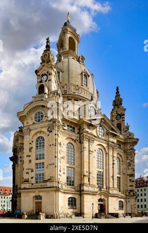 Église luthérienne protestante baroque de notre-Dame, Dresde, Saxe, Allemagne Banque D'Images