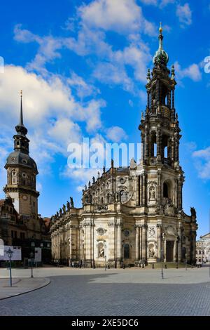 Cathédrale de Dresde ou cathédrale de la Sainte Trinité, église catholique de la Cour royale de Saxe, Dresde, Saxe, Allemagne Banque D'Images