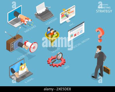 Choix du vecteur isométrique plat de stratégie de marquage. Banque D'Images