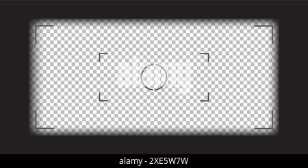 Caméra vidéo, jumelle et viseur à rouleau de caméra superposé. Caméra et modèle vectoriel de cadre binoculaire. Lignes noires sur fond transparent. Illustration de Vecteur