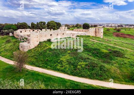 Les murs de la forteresse de tel Afek Banque D'Images