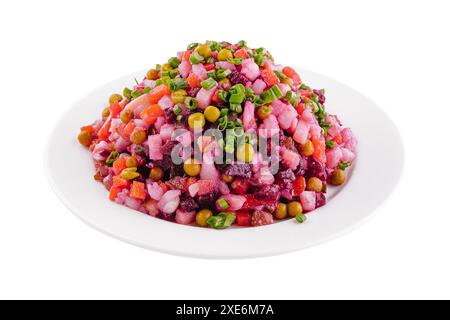 Salade vinaigrette avec légumes bouillis sur l'assiette Banque D'Images